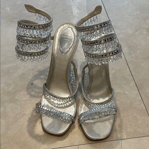 Rene caovilla Silver Crystal Heels size 42